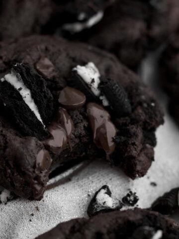 Looking down at the doubly Chocolate Cookies & Cream Cookies.
