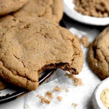 White speckles of sugar grain add a coat of sweetness to the spiced Gluten Free Ginger Cookie.