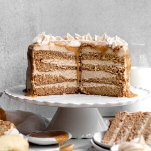 An internal look at the layers of Apple Cider Layer Cake.