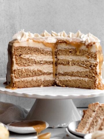 An internal look at the layers of Apple Cider Layer Cake.