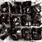 Cut up rectangular portions of Cookies and Cream Brownies.