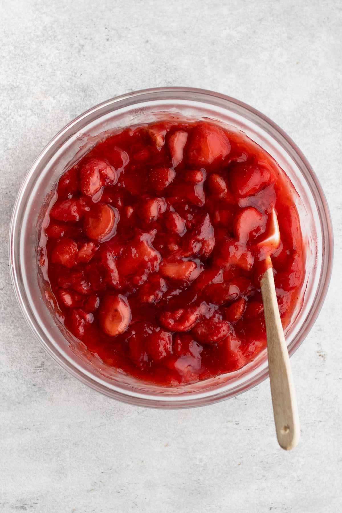 Strawberry Sauce in a glass bowl.