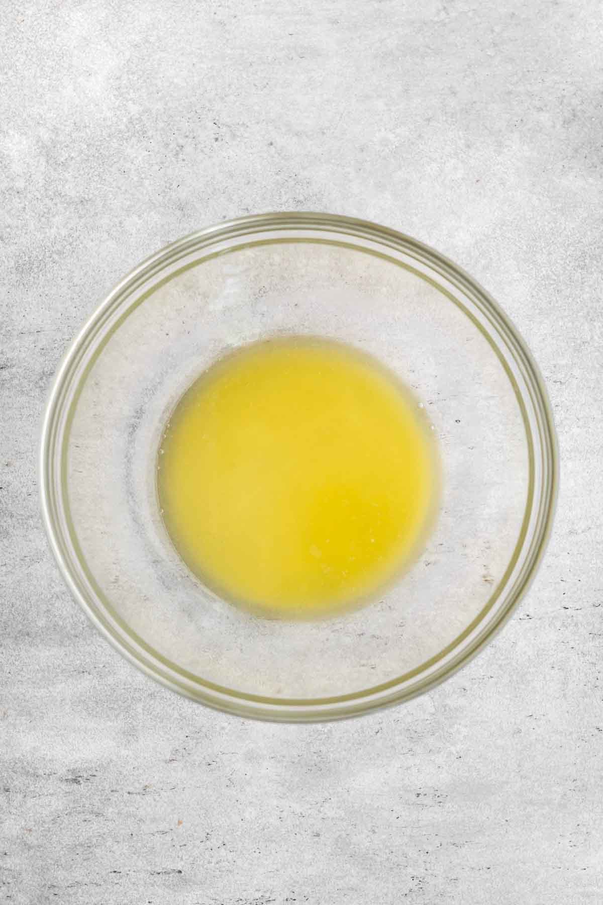 A bowl of melted butter.