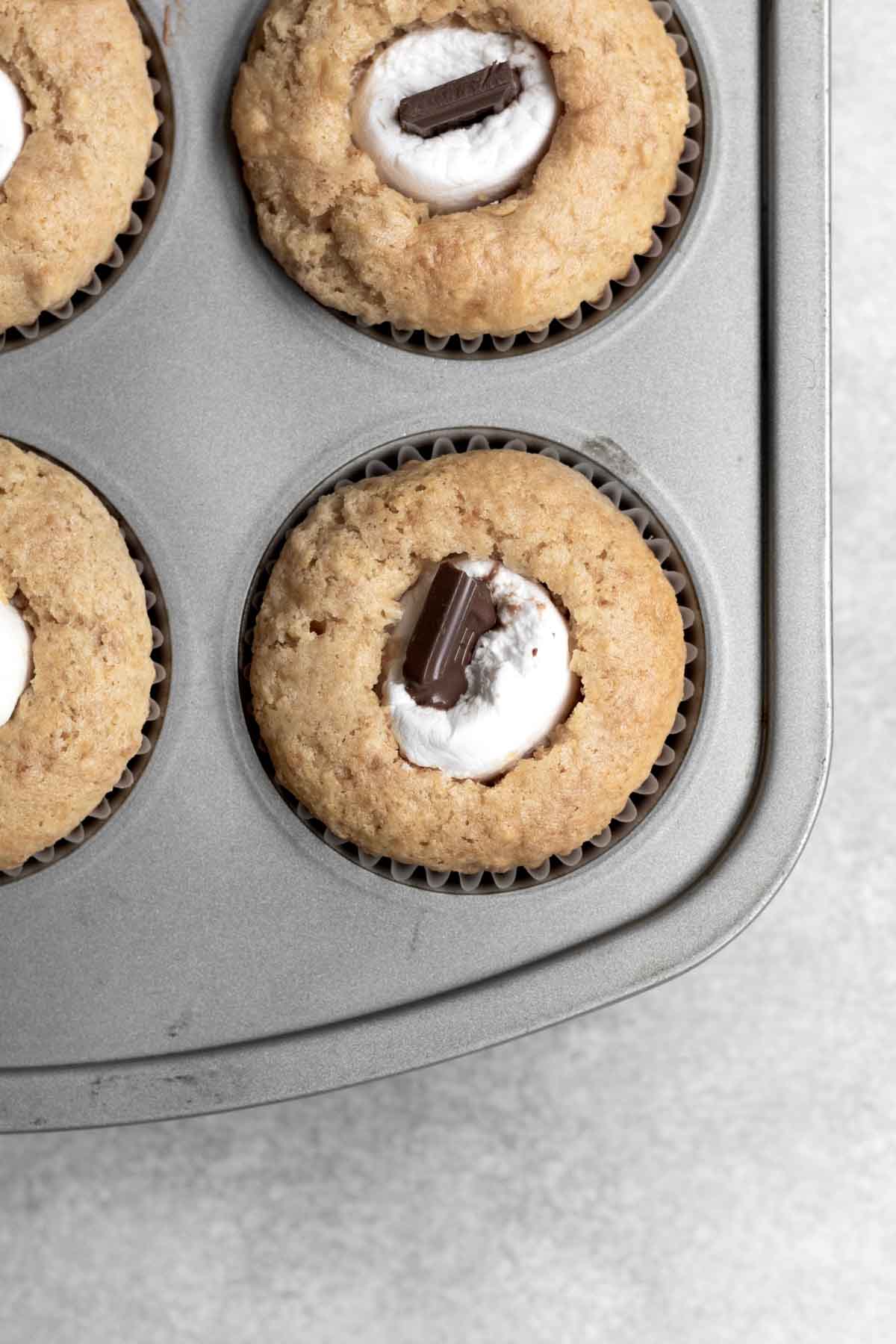 Putting the Hershey bar in the marshmallow vertically.