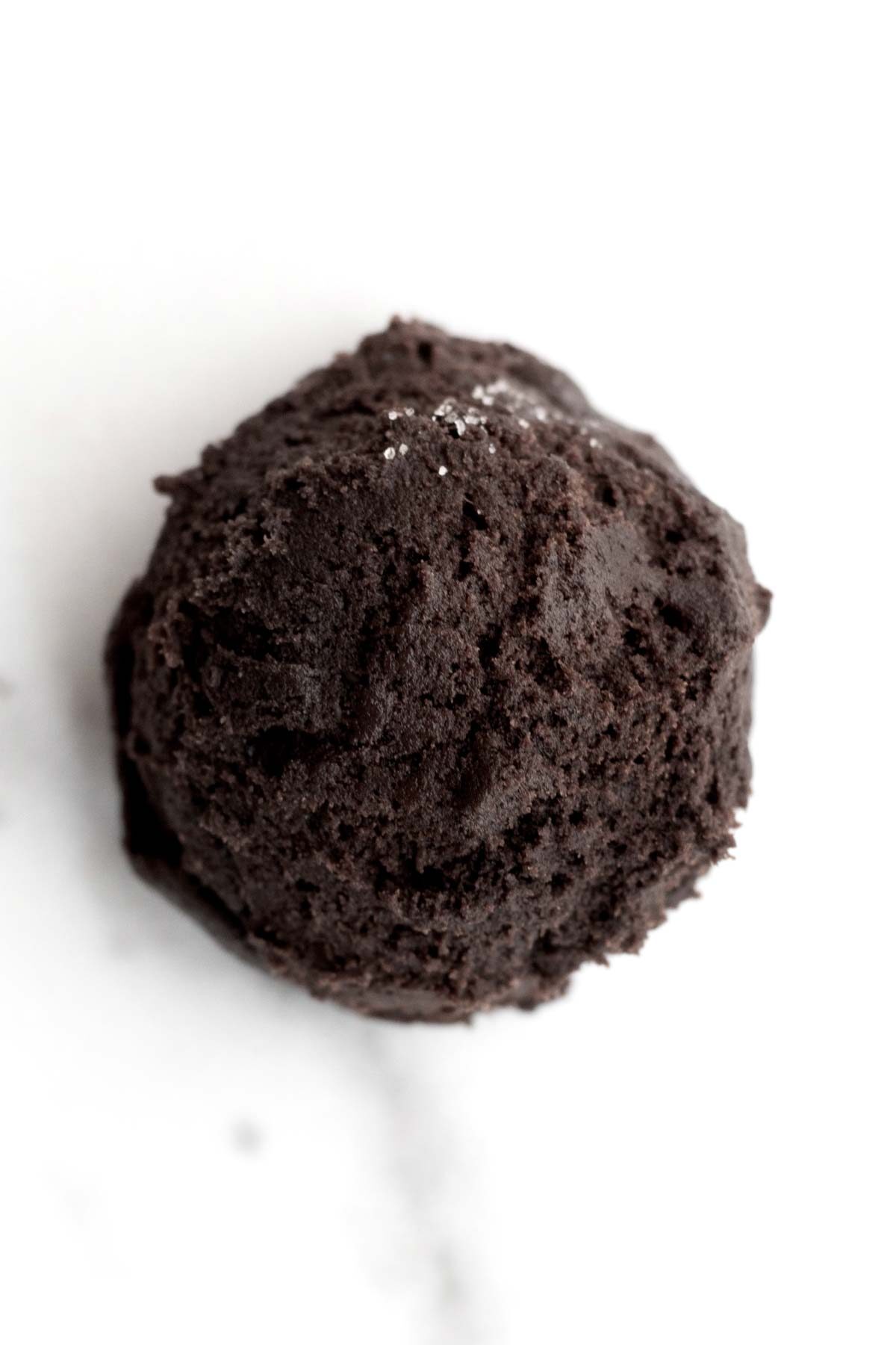 A ball of chocolate dough.