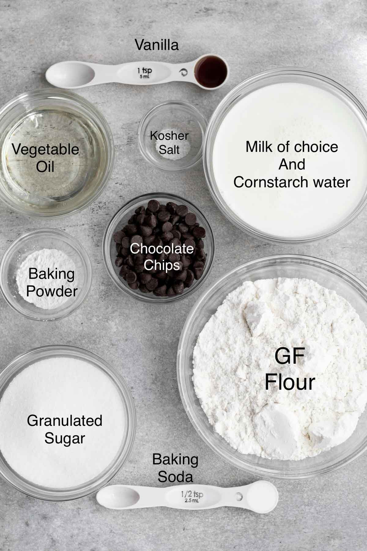 All of the ingredients in separate containers with text over them.