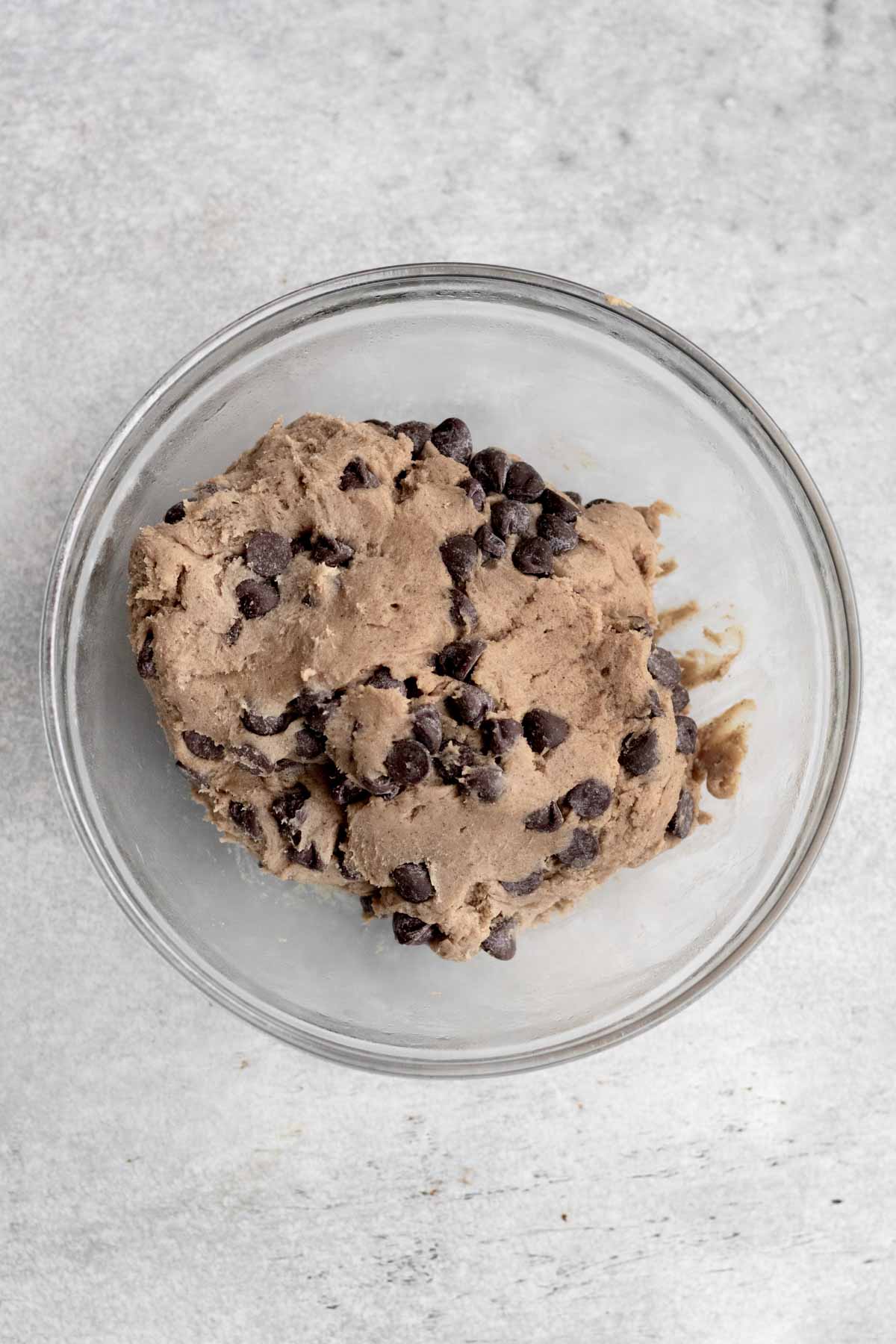 Chocolate chips mixed into the cookie batter.
