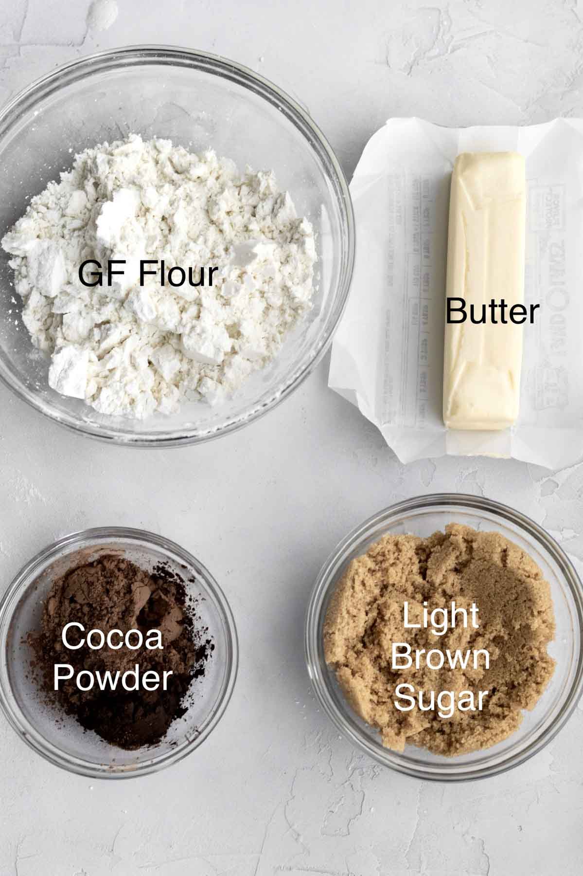 The ingredients for the top crumbles with their text names.