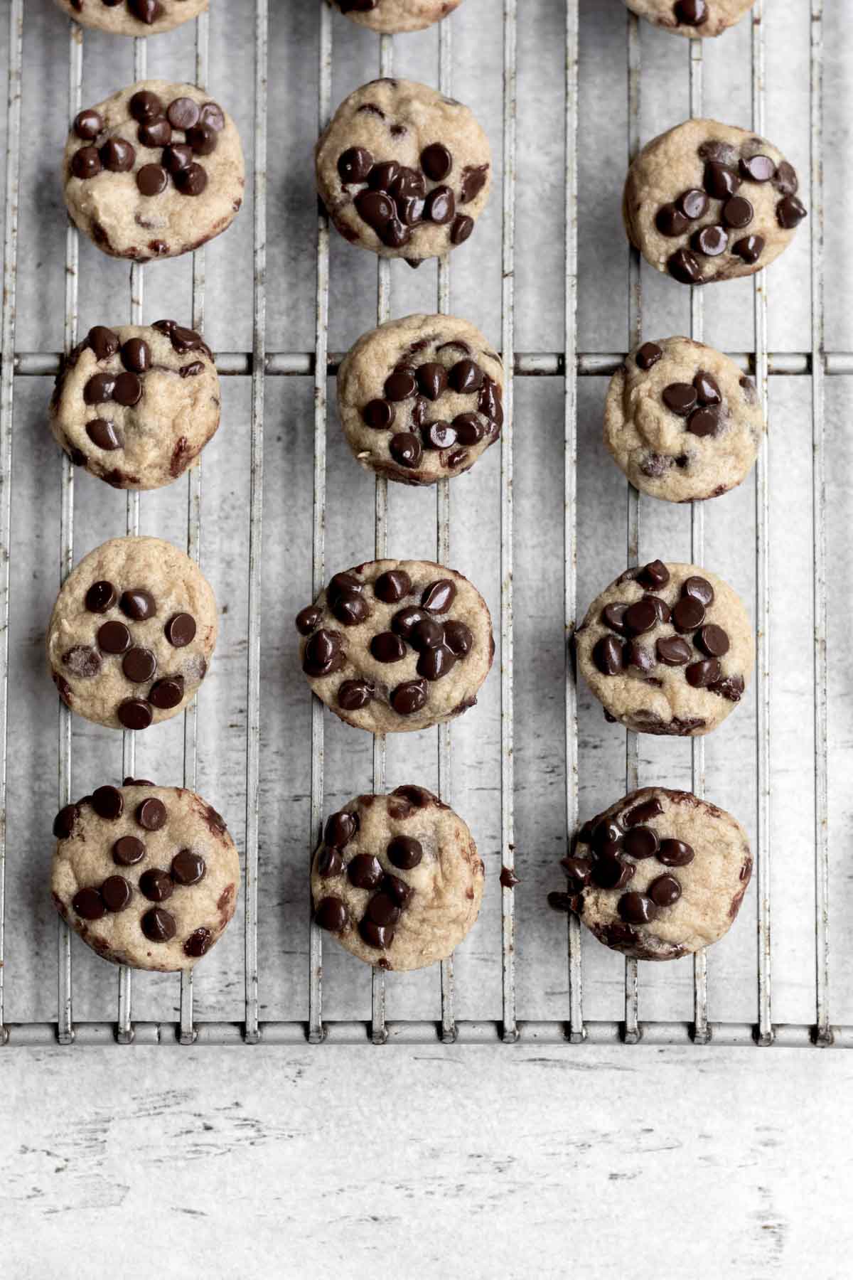 Cookies on a cooling rack.