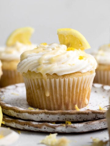A delicious fluffy lemon cupcake finished with a zesty lemon drizzle topping.