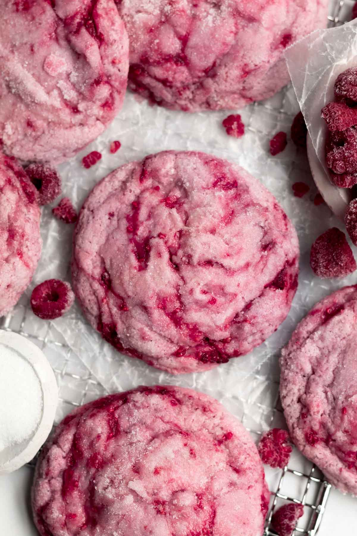 Irresistible Raspberry Cookies infused with luscious raspberries and coated perfectly in sugar.