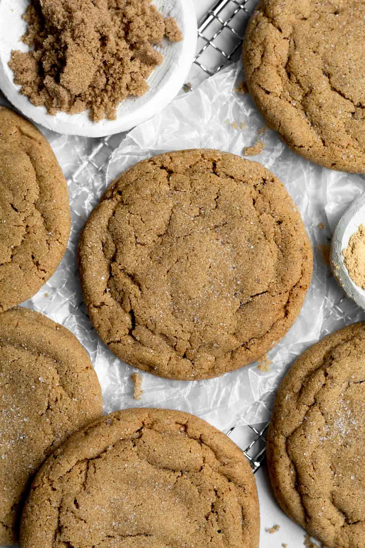The crisp baked crinkles spread on the top edges of the Gluten Free Ginger Cookies.