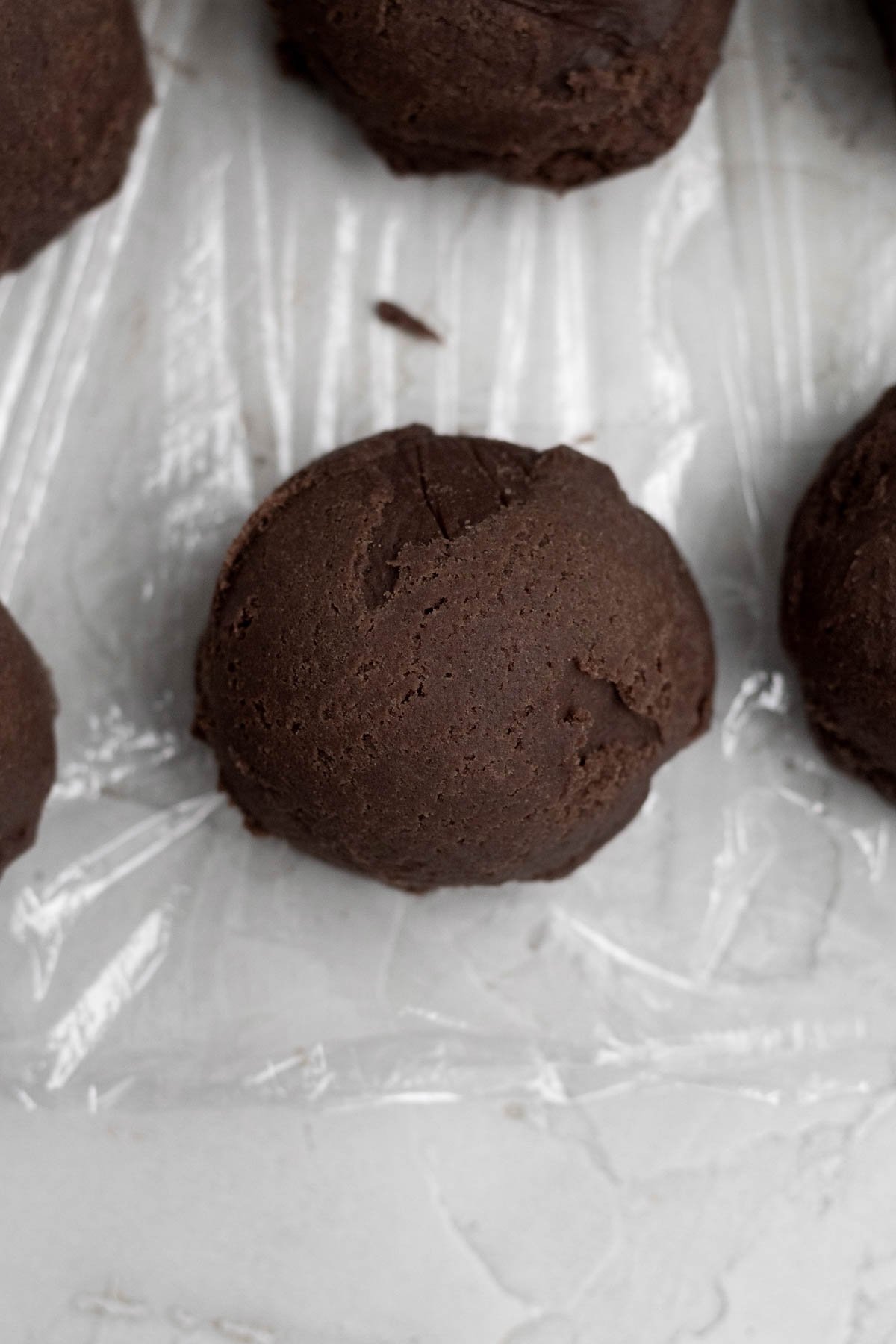 A perfect scooped ball of chocolate ginger cookie dough.
