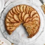 Slices of apples covered in cinnamon sugar top the delicious Apple Tea Cake.