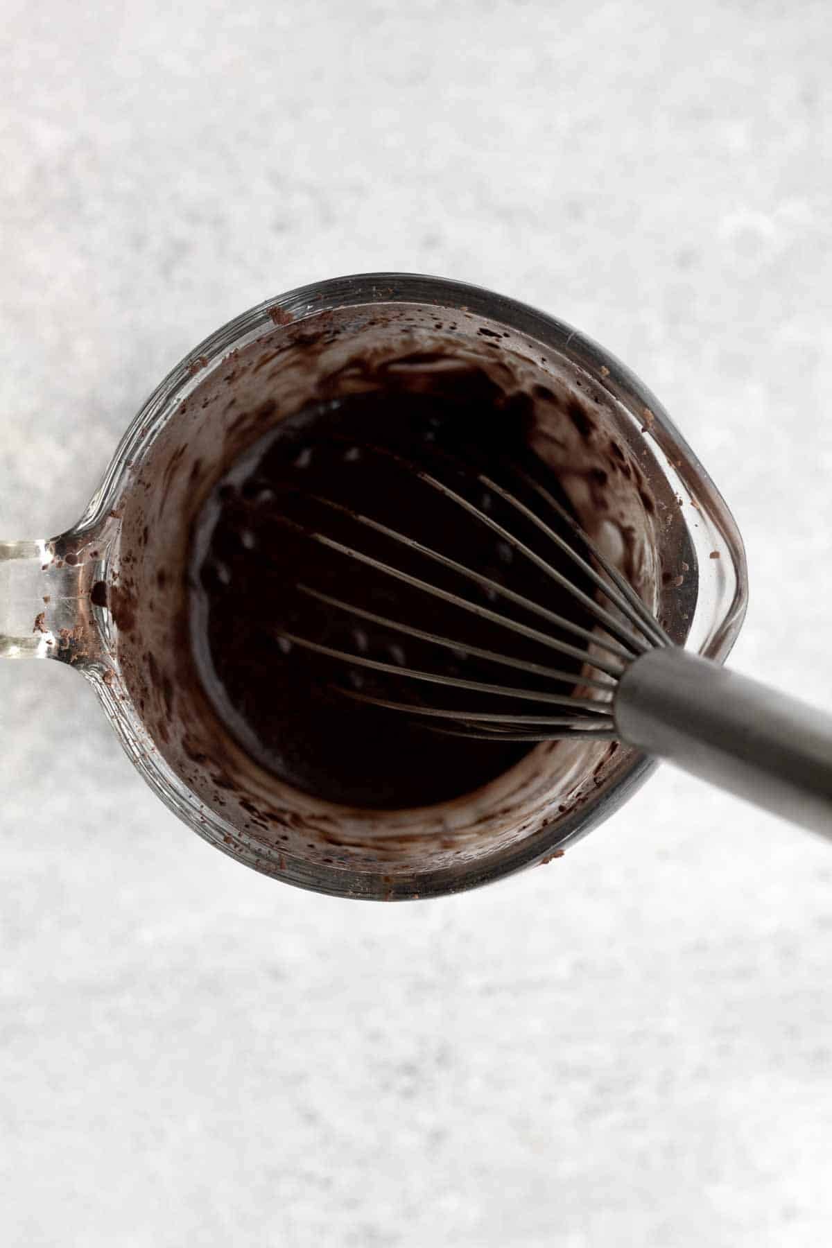 Cocoa powder and water whisked thoroughly.