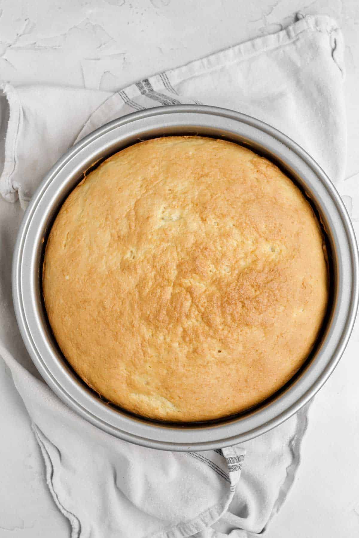 Warm and golden brown lemon tea cake fresh from the oven.