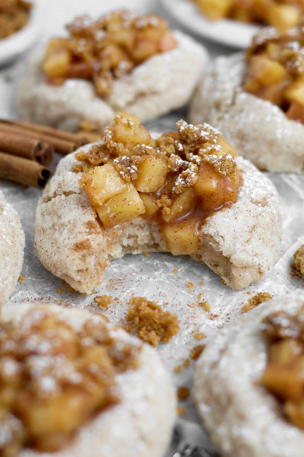 Warm and cozy Apple Pie Cookies with sugary apple filling and buttery graham crumbles.