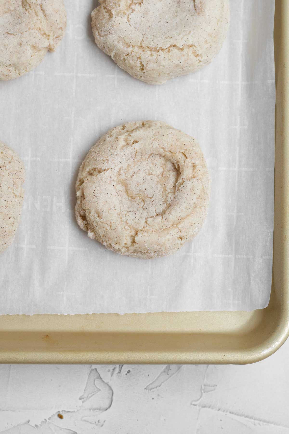 Baked Apple Pie Cookies with a pressed middle to leave room for apples.