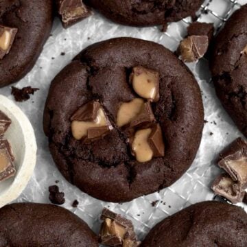 Pools of caramel ooze from the sweet Rolo shards atop the chocolate Rolo Cookies.