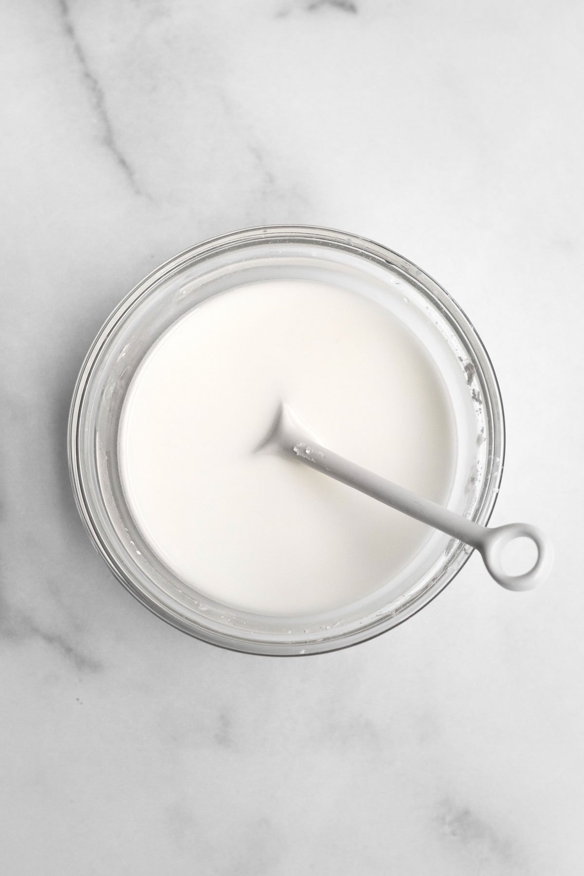 Milky white cornstarch water.