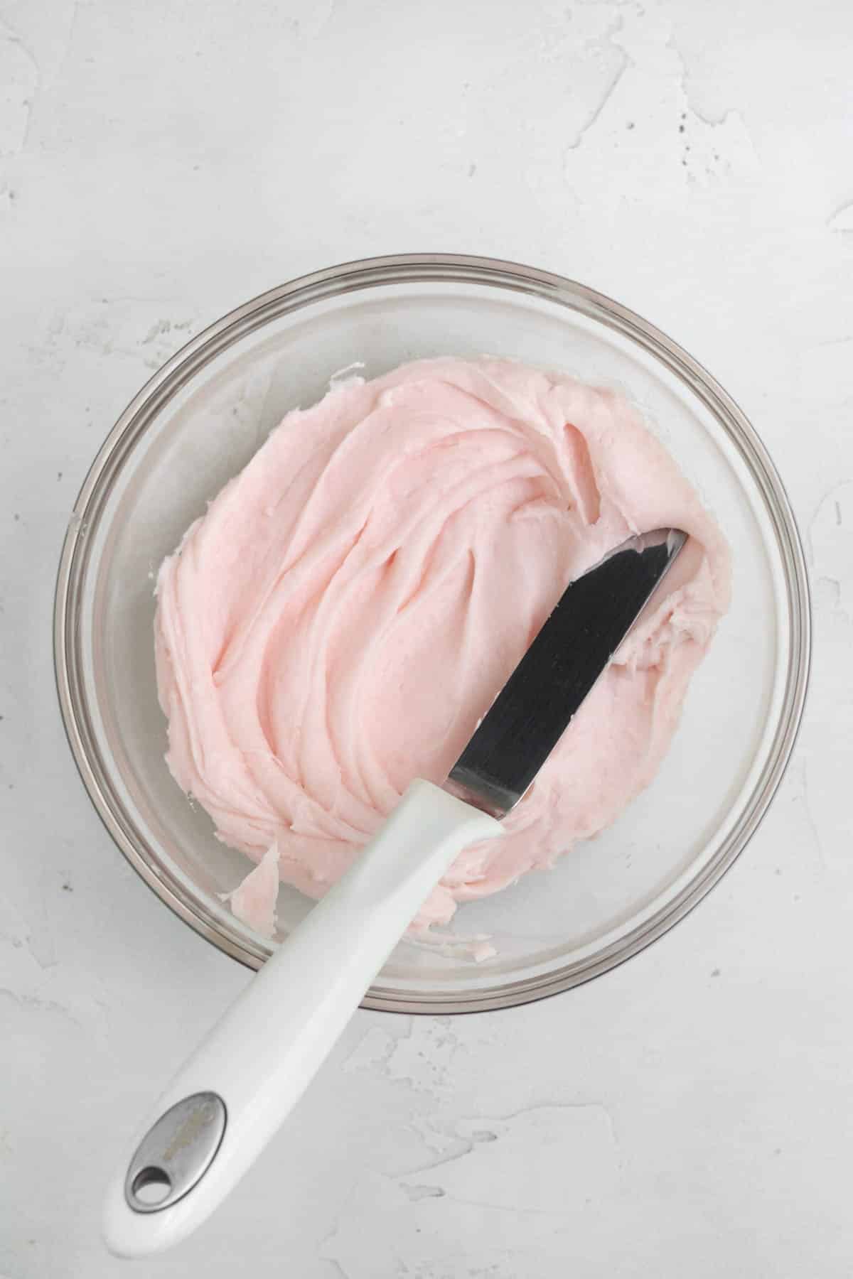 Fresh mixed strawberry frosting.