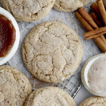 Delicious and cozy Apple Butter Cookies coated in cinnamon sugar ready for a crisp autumn.