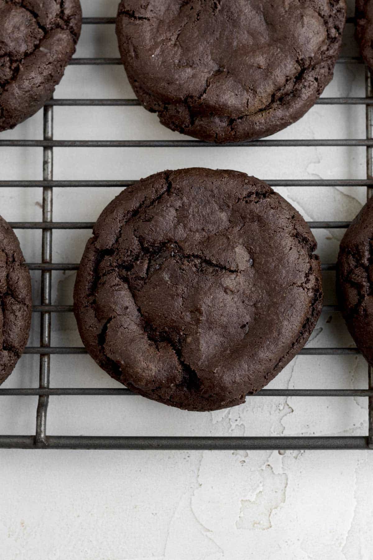 Fresh baked chocolate cream cheese cookie bases.