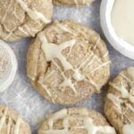 Sugary maple glaze is strewn atop the Brown Sugar Maple Cookies recklessly.