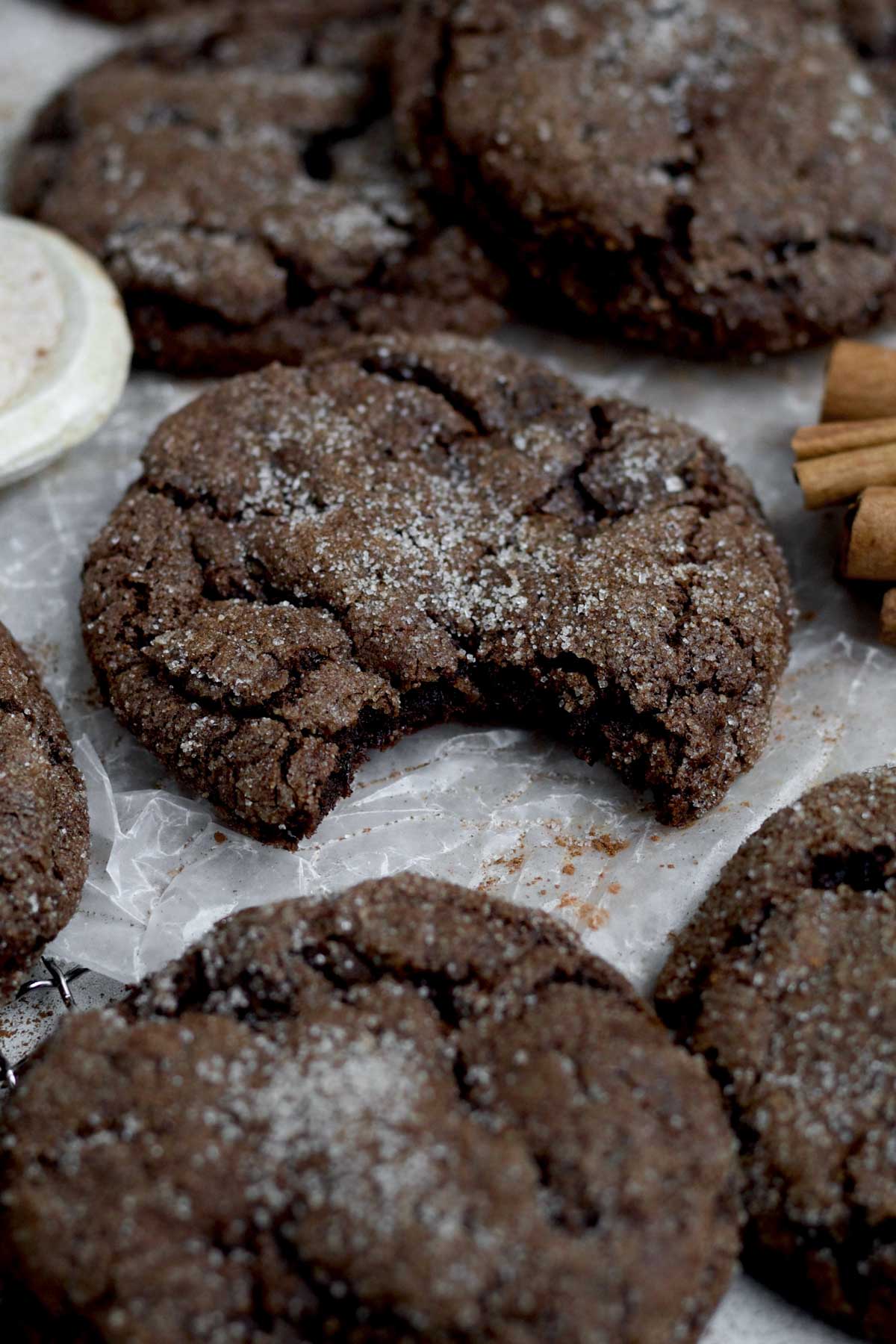 A bite into a Cinnamon Chocolate Cookie reveals it soft, dark and warm interior.