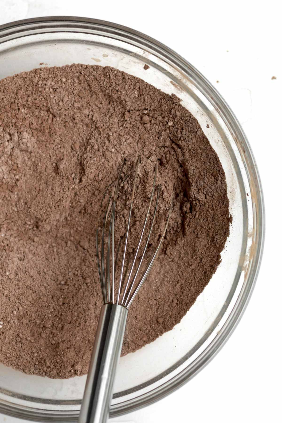A whisk with the dry ingredients.