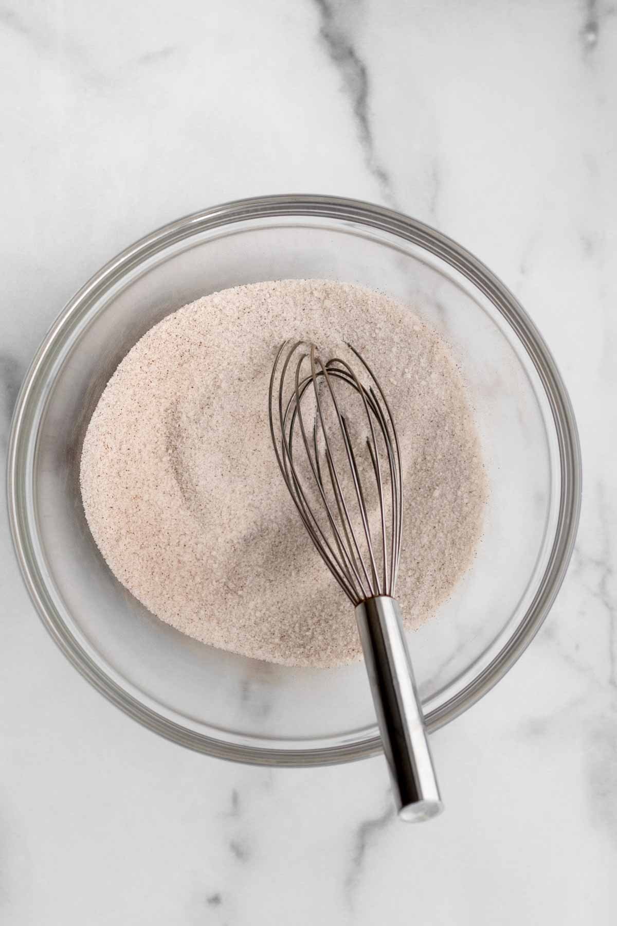 A bowl of cinnamon sugar.