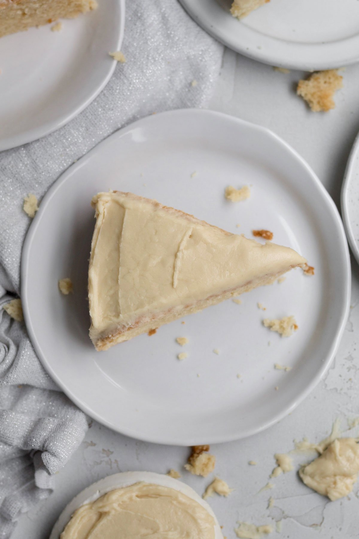 Creamy sweet maple frosting tops the slice of delicious cake.