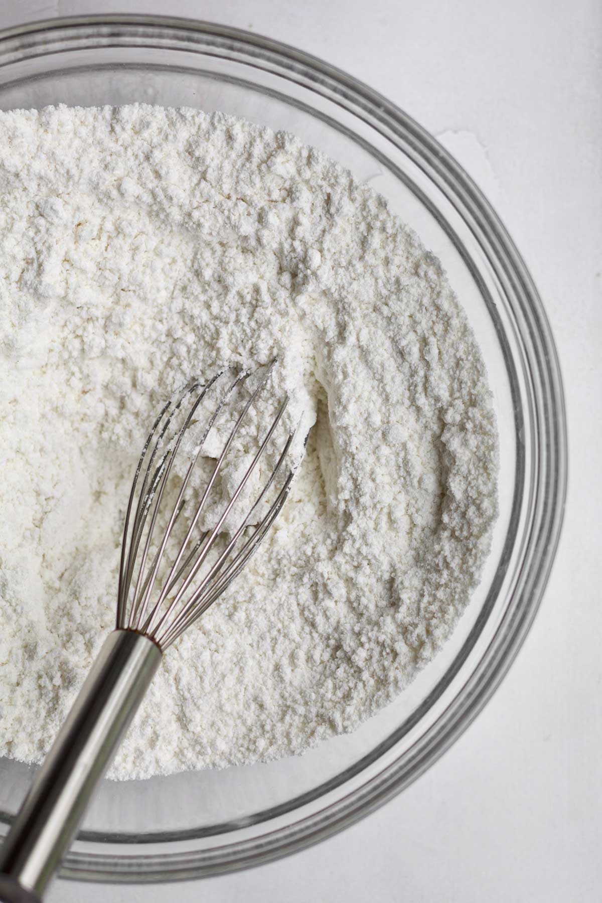 A whisk with the dry ingredients.