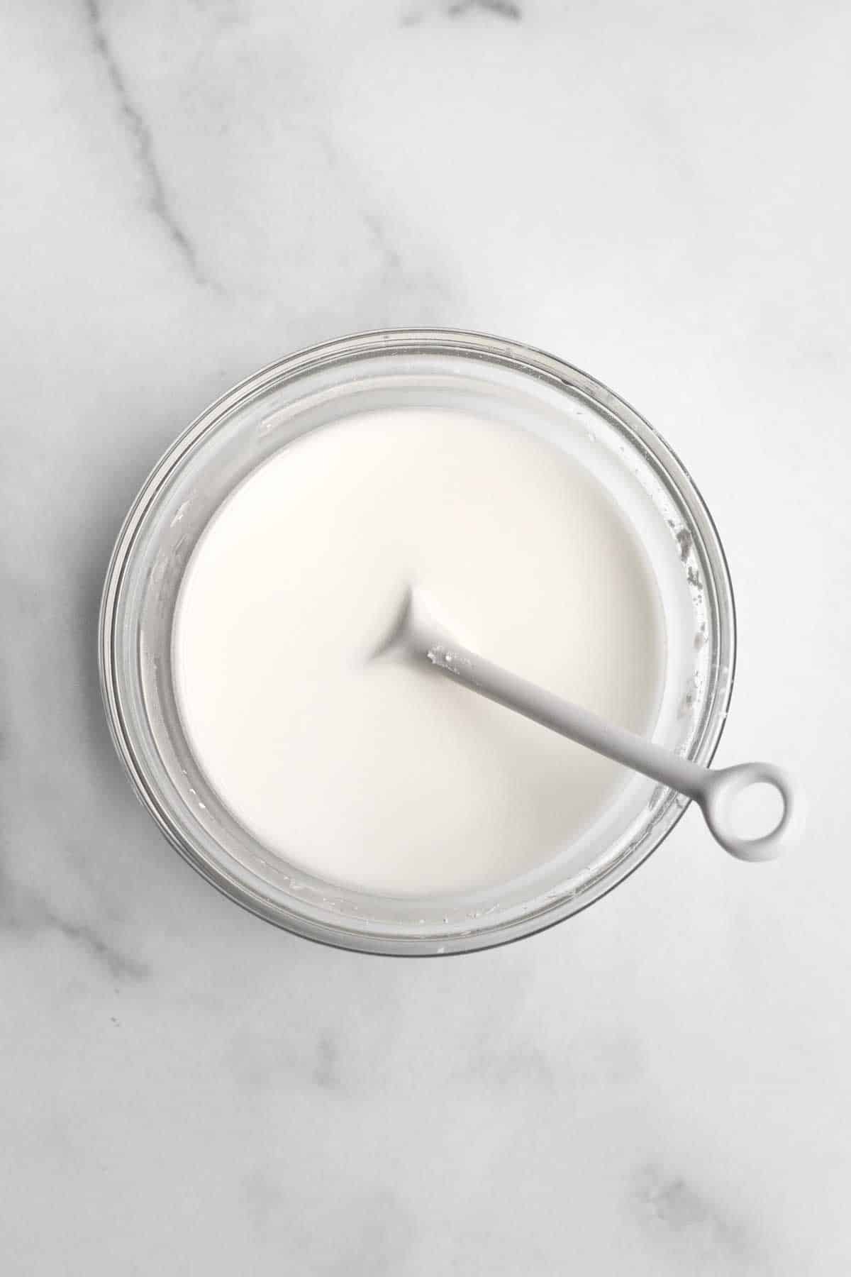 A bowl of milky white cornstarch water.
