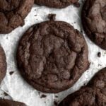 Fresh chocolatey Fudgy Brownie Cookies with crisp crinkly tops.