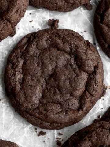 Fresh chocolatey Fudgy Brownie Cookies with crisp crinkly tops.