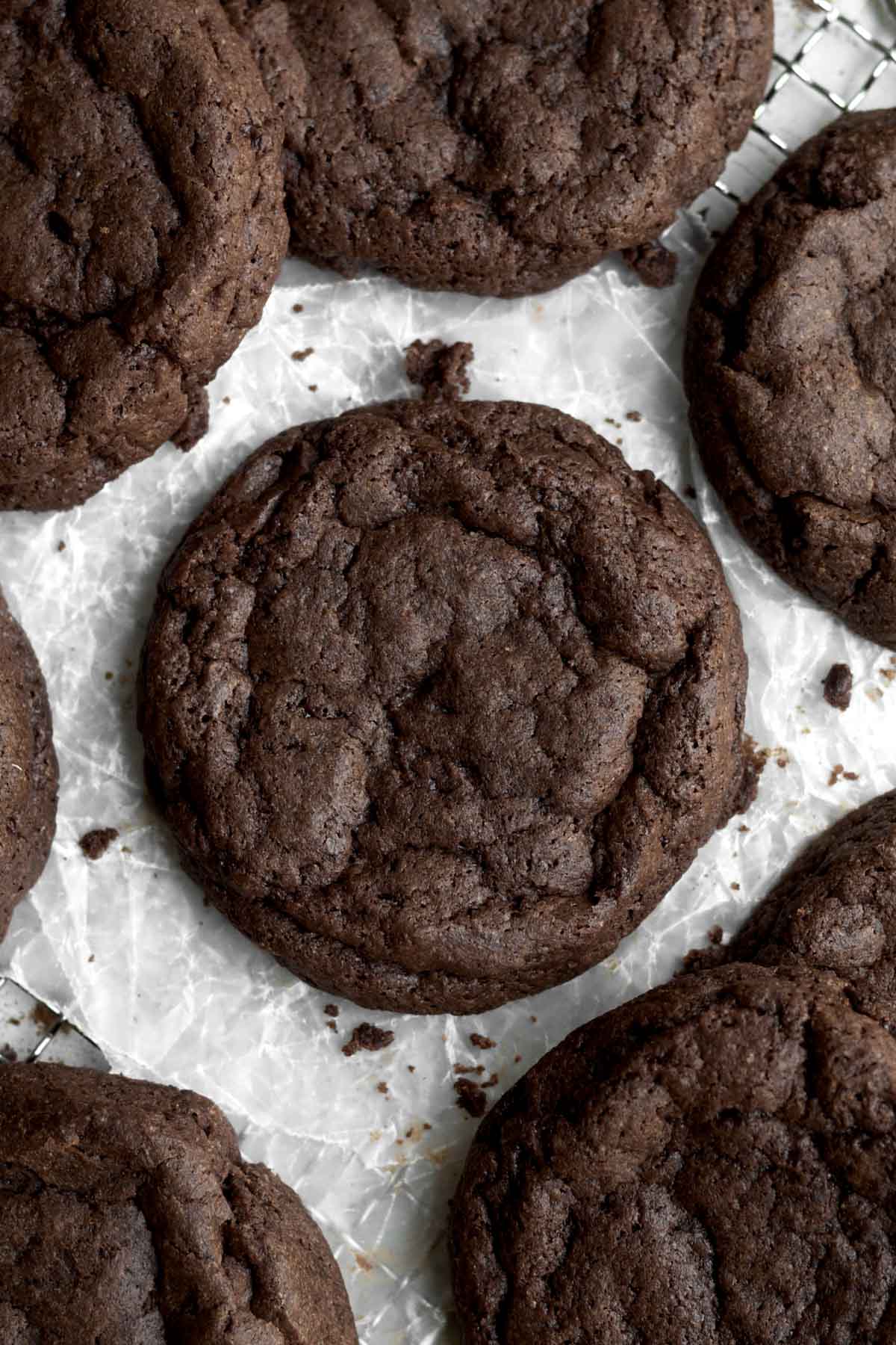Fresh chocolatey Fudgy Brownie Cookies with crisp crinkly tops.