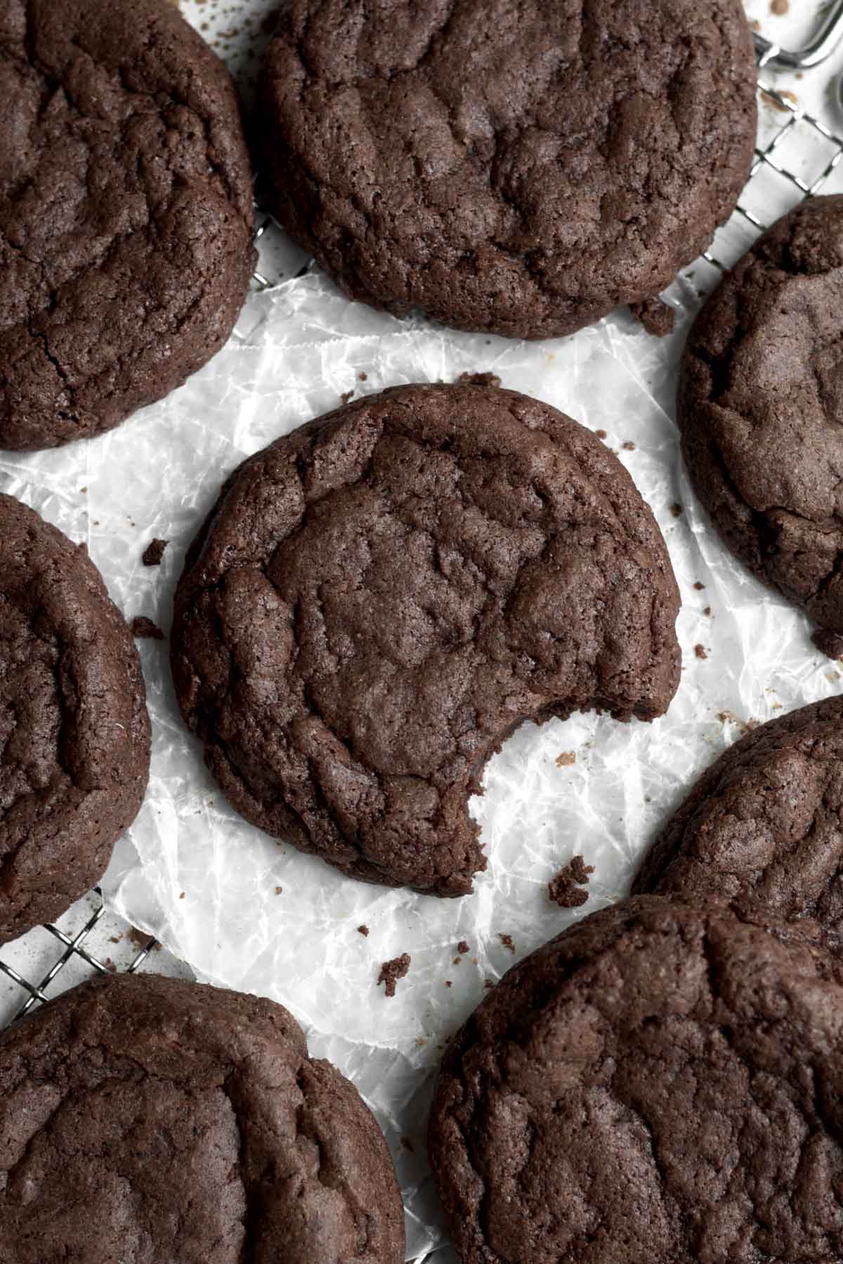Warm Fudgy Brownie Cookies tempt your imagination with a missing bite.