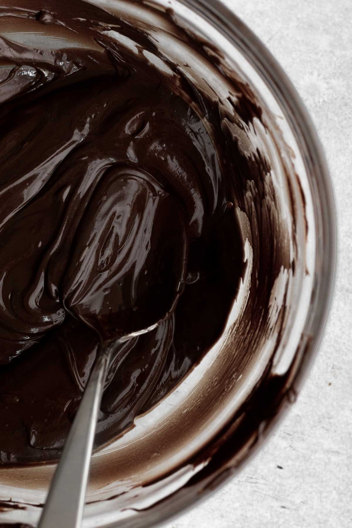 Melted chocolate in a bowl.