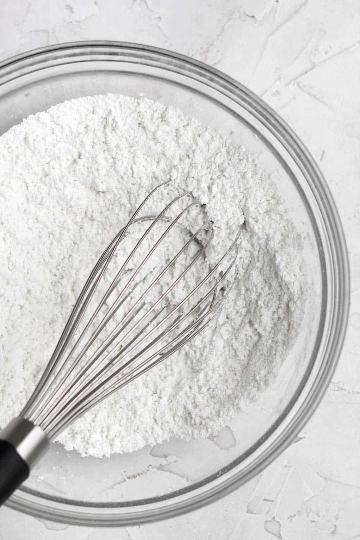 Whisking up the dry ingredients.