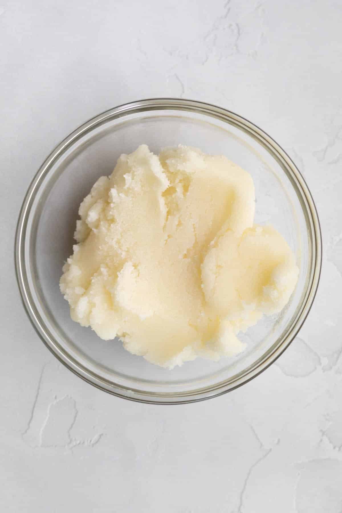 Creaming the butter and granulated sugar together.