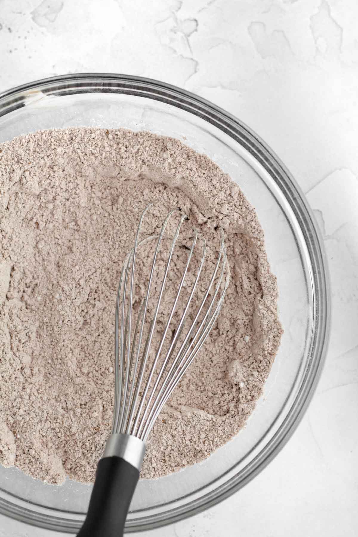 a whisk with the dry ingredients.