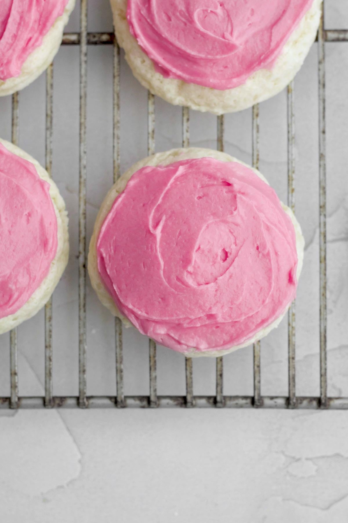 sweet raspberry cream cheese frosted cookie bases.
