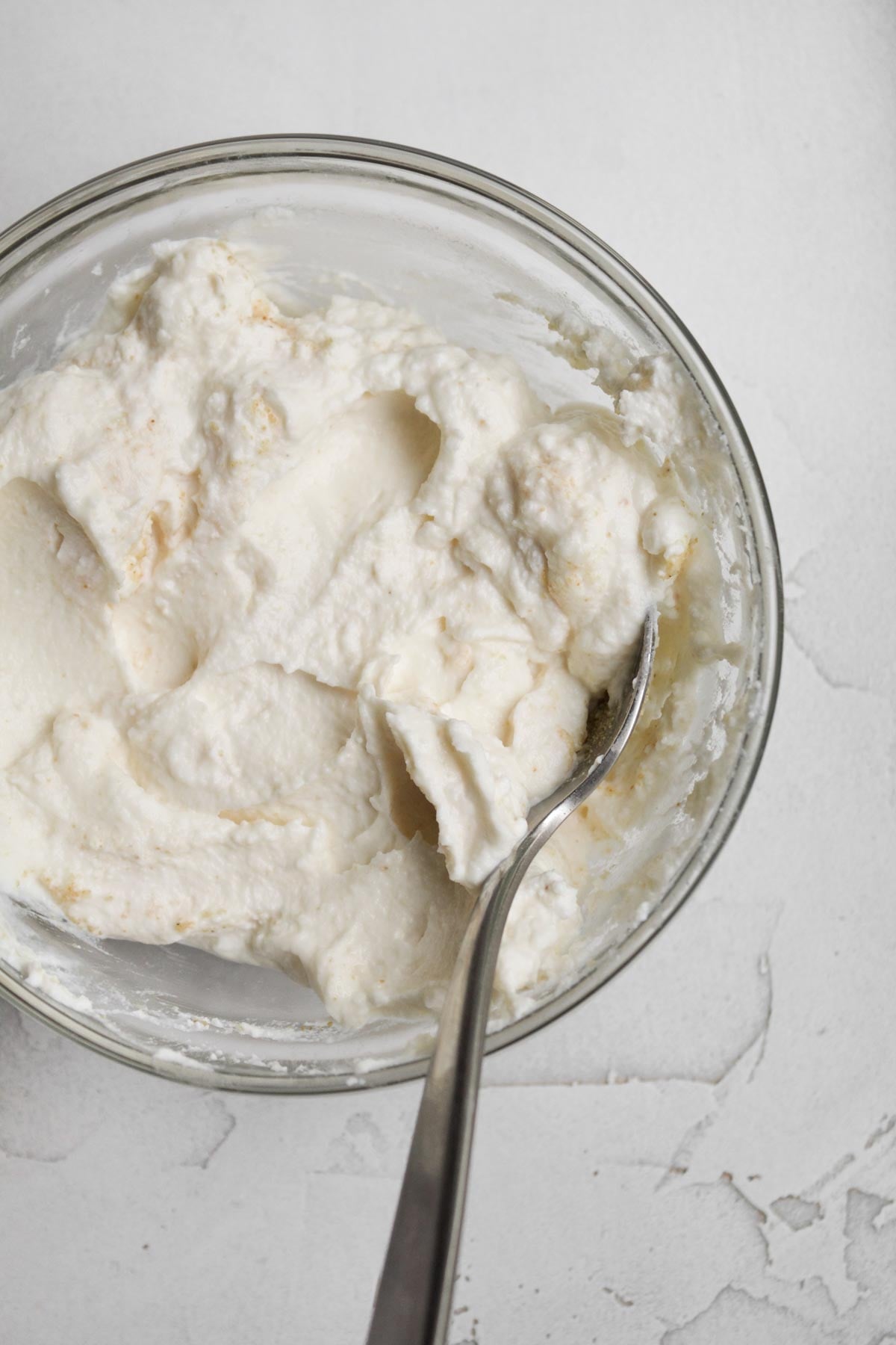 Ricotta cheese mixed with garlic and salt.