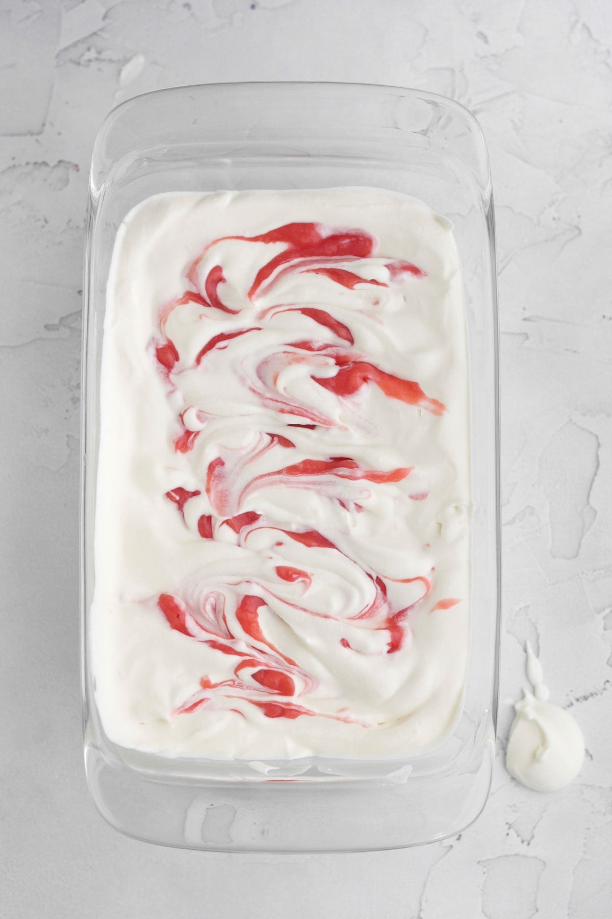 Swirling the curd in the vanilla ice cream layer.